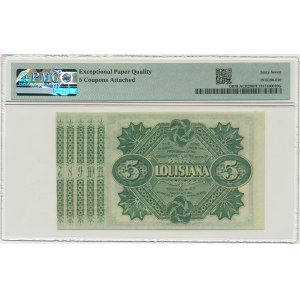 USA, Luizjana, Nowy Orlean, 5 dolarów 1874 - numerator czerwony - PMG 67 EPQ
