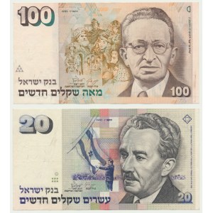Izrael, zestaw 20-100 nowych szekli 1993-95 (2 szt.)