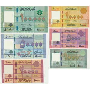 Lebanon, lot 1.000-100.000 Livres 2011/16 (5 pcs.)