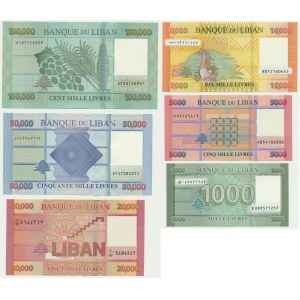 Liban, zestaw 1.000-100.000 livre 2011-16 (6 szt.)