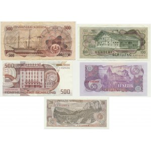 Austria, lot 20-500 Schilling 1962-85 (5 pcs.)