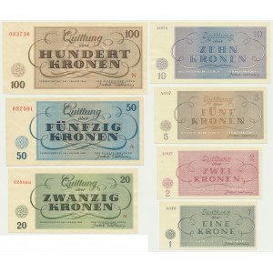 Czechosłowacja, Getto Terezin, Komplet 1 - 100 koron 1943 (7 szt.)