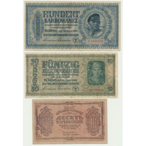 Ukraine, lot 10-100 Karbovantsiv (1919)-1942