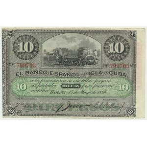 Kuba, 10 peso 1896 - nadruk PLATA -