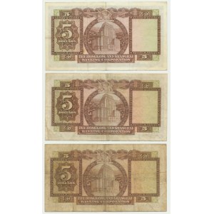 Hongkong, 5 Dollars 1967-72 (3 pcs.)