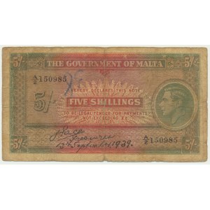 Malta, 5 šilingov 1939