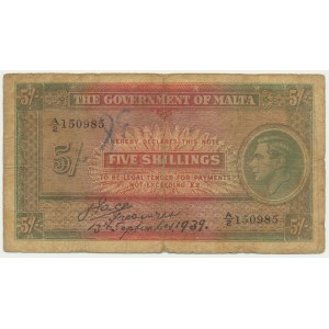 Malta, 5 Shillings 1939