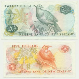 New Zealand, lot 5-20 Dollars (1985-1989)(2 pcs.)