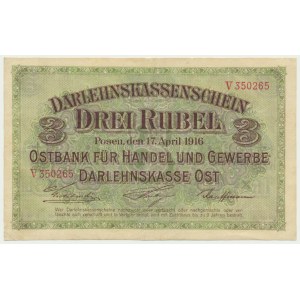 Poznań, 3 ruble 1916 - V - krótka klauzula -