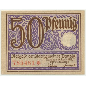 Gdańsk, 50 fenigów 1919 - fioletowy -