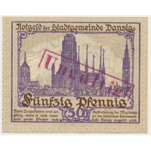 Danzig, 50 Pfennig 1919 - purple - UNGULTIG stamp -