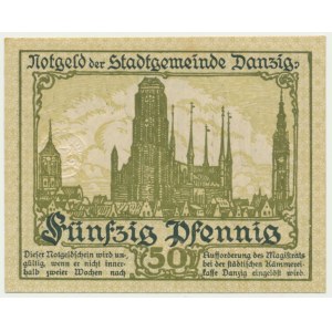 Gdańsk, 50 fenigów 1919 - zielony -