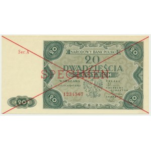 20 złotych 1947 - SPECIMEN - A 1234567 -