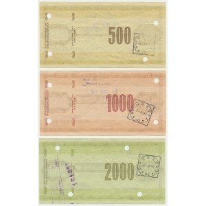 Zestaw, czeki podróżnicze NBP, 500-2.000 złotych 1987 - skasowane (3 szt.)
