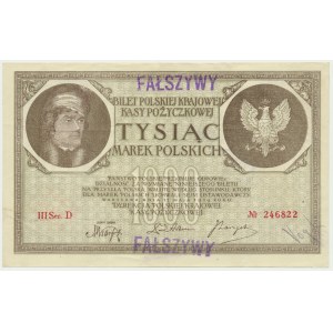 1.000 marek 1919 - III Ser. D - Fałszerstwo z epoki - bardzo dobre