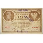 1.000 marek 1919 - III Ser. D - Fałszerstwo z epoki - bardzo dobre
