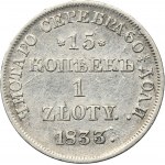 15 kopiejek = 1 złoty Petersburg 1833 НГ - przebitka daty