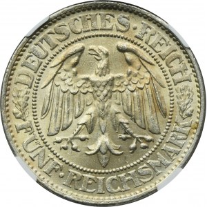 Niemcy, Republika Weimarska, 5 Marek Berlin 1932 A - Dąb - NGC MS64