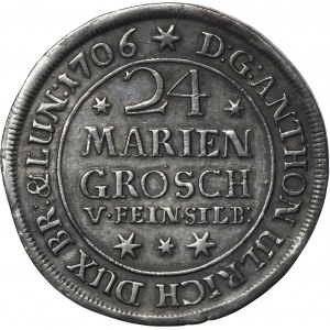 Germany, Principality of Braunschweig-Wolfenbüttel, Anton Ulrich, 24 Mariengroschen Zellerfeld 1706