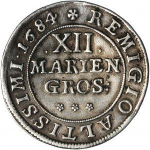 Germany, Principality of Braunschweig-Wolfenbüttel, Rudolf August, 12 Mariengroschen Zellerfeld 1684 - VERY RARE