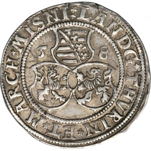 Niemcy, Saksonia Alt-Gotha, Jan Fryderyk II, 1/4 Talara Saalfeld 1558 - BARDZO RZADKIE