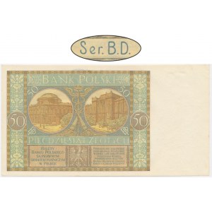 50 złotych 1929 - Ser. B.D. - rzadsza odmiana z kropką