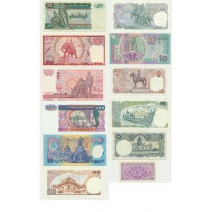 Azja, zestaw banknotów (12 szt.)