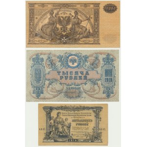 Rusko, sada 50-10 000 rubľov 1919 (3 kusy).