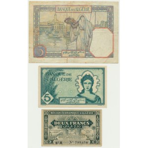 Algeria, lot 2-5 Francs 1941-44 (3 pcs.)