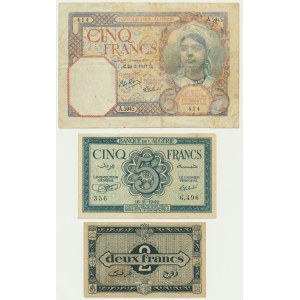 Algérie, série de 2-5 francs 1941-44 (3 pièces).