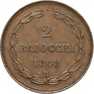 Papal States, Vatican, Pius IX, 2 Baiocchi Bologna 1848 B