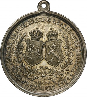 Medal Pamiątka Czeskiego Towarzystw Gimnastycznych Sokoła w Krakowie 1884 - RZADKI, SREBRO