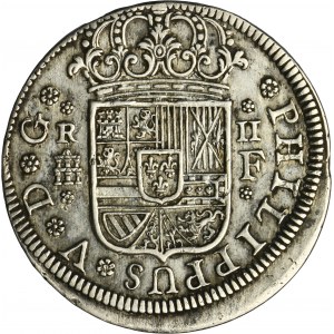 Spain, Philip V, 2 Reales Segovia 1727 F