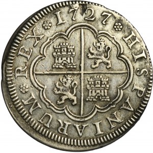 Spain, Philip V, 2 Reales Segovia 1727 F
