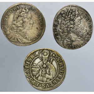 Set, Austria and Archbishopric of Salzburg, 3 Kreuzer (3 pcs.)