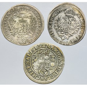 Set, Austria and Archbishopric of Salzburg, 3 Kreuzer (3 pcs.)