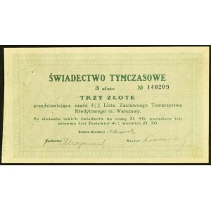 TKM Warsaw, interim certificate of 4.5% conversion bond, PLN 3 - RARE