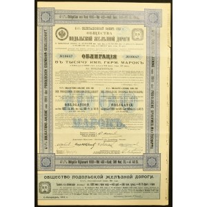 Towarzystwo Drogi Żelaznej Podolskiej, 4,5% obligacja 1000 marek, 1911
