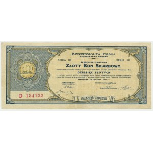 6% Gold Treasury Bond, Series ID - 10 zloty, 15.06.1923 - EXTREMELY RARE