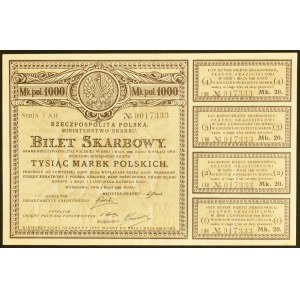 4% Tax Ticket, Series I AH - 1,000 mkp 1920