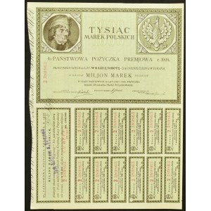 4 % Emprunt d'État à taux bonifié 1920, obligation 1 000 mkp