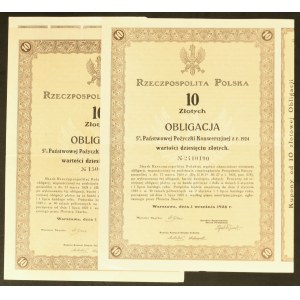 5% Państwowa Pożyczka Konwersyjna 1924, obligacja 10 zł (2 szt.)