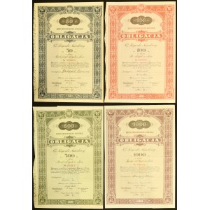 6% National Loan 1934, set of bonds 50 zloty-1,000 zloty (4 pieces).