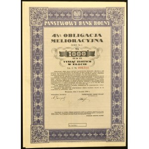 Państwowy Bank Rolny, 4,5% obligacja melioracyjna, 1.000 zł 1939