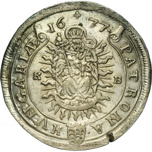 Węgry, Leopold I, 15 Krajcarów Kremnica 1677 KB