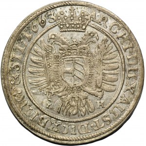 Silesia, Habsburg rule, Leopold I, 15 Kreuzer Breslau 1663 GH