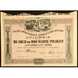 Polnisch-amerikanische Ölgesellschaft Columbia S.A., 50 x 1.000 mkp