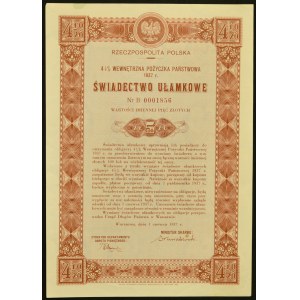 4.5% Internal Loan 1937, fractional certificate 5 zloty - series B