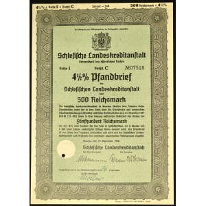 Wrocław, Schlesische Landeskreditanstalt, 4,5% list zastawny, 500 marek 1936