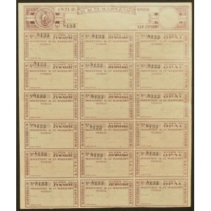 Varšava, karta na potraviny, brambory a palivové dřevo 1921